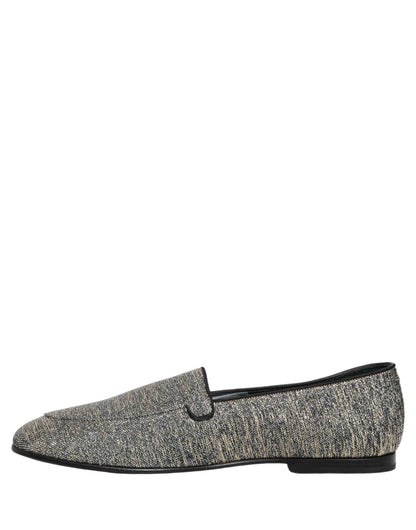 Gray Glitter Lurex DG Logo Dress Loafers Shoes