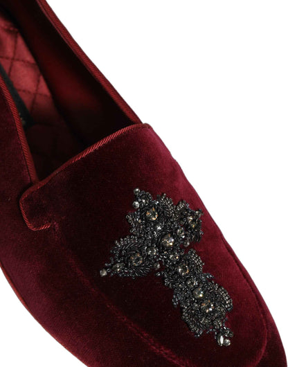 Red Suede Embellished Men Dress Loafers Shoes