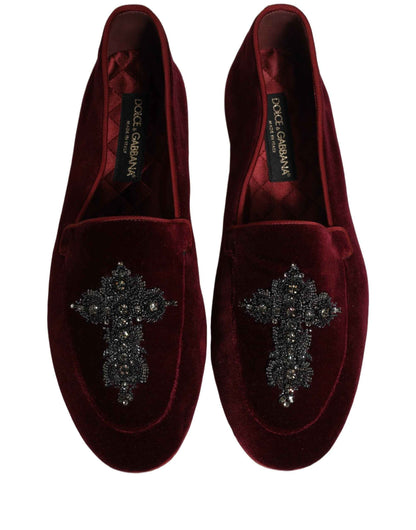 Red Suede Embellished Men Dress Loafers Shoes