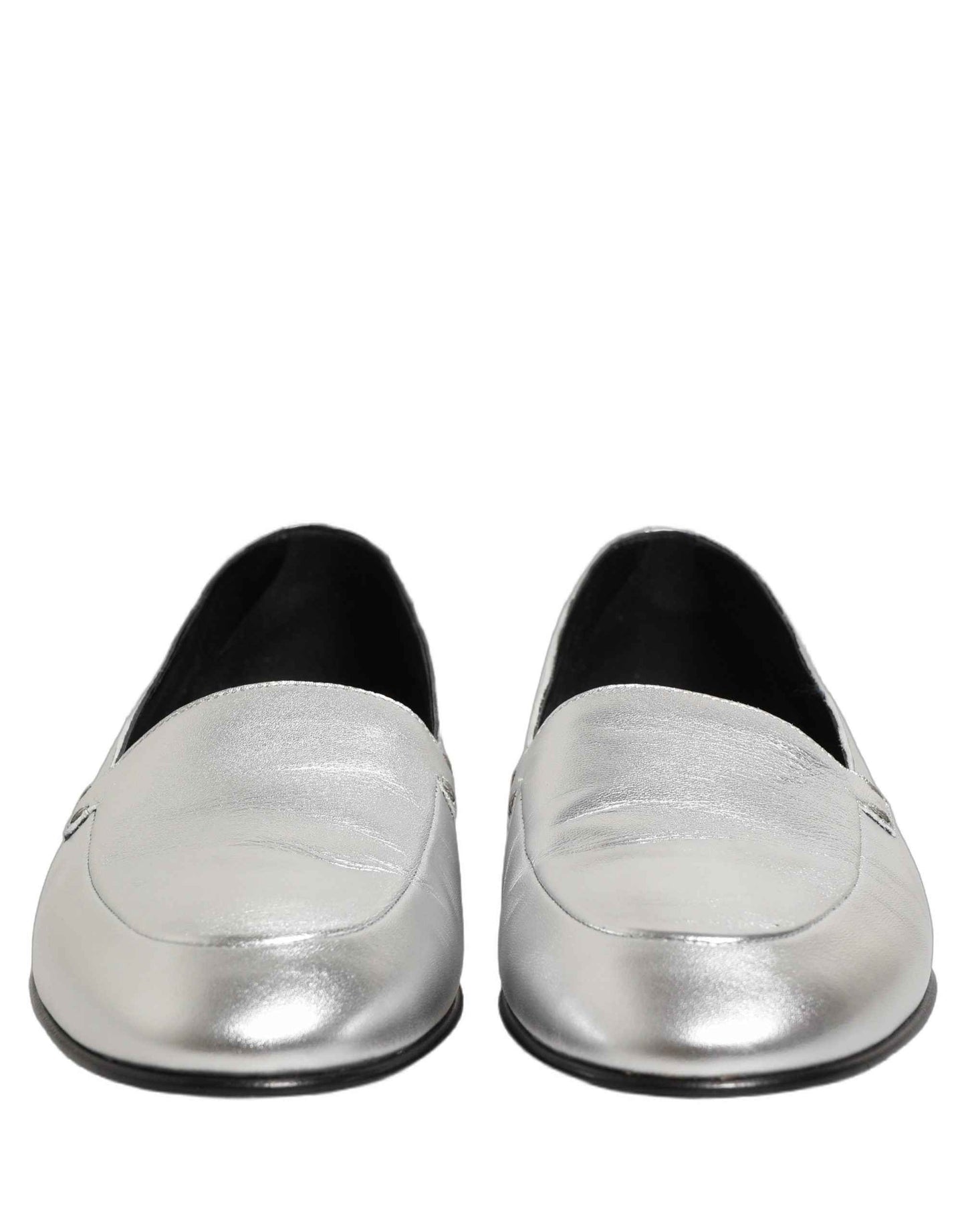 Silver Leather DG Logo Slip On Loafers Shoes