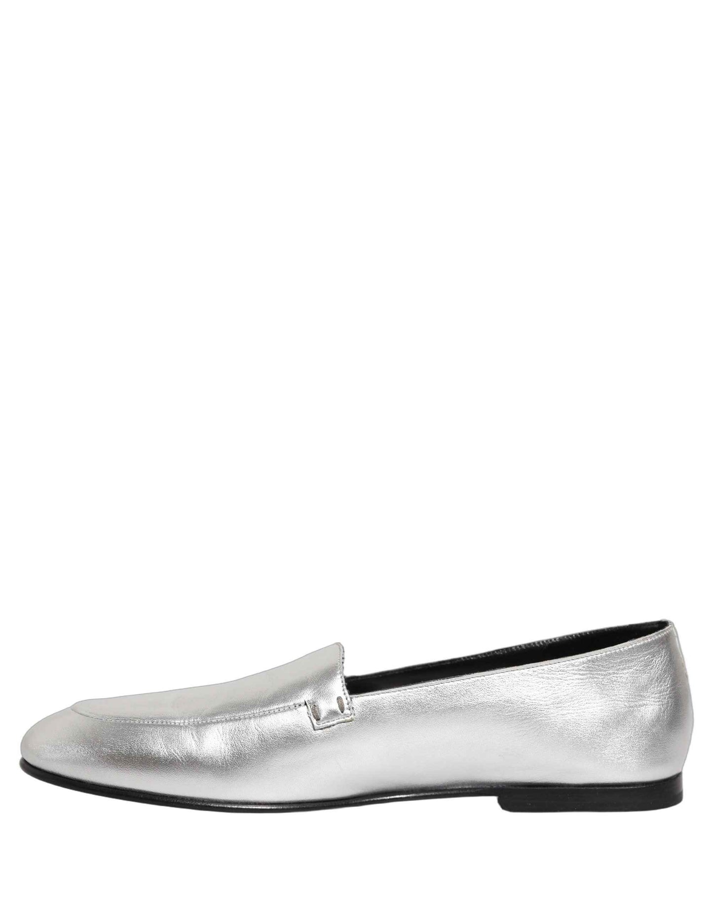 Silver Leather DG Logo Slip On Loafers Shoes