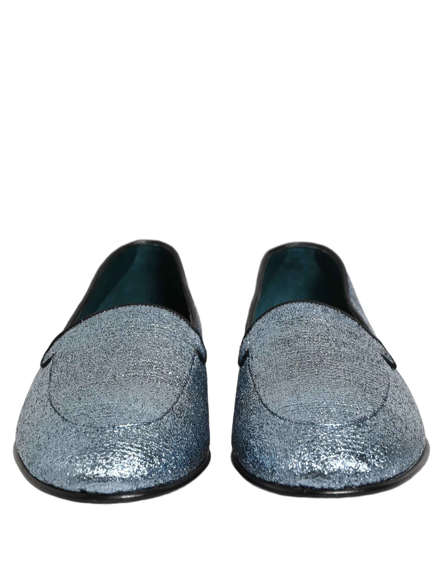 Blue Glitter Lurex DG Logo Dress Loafers Shoes