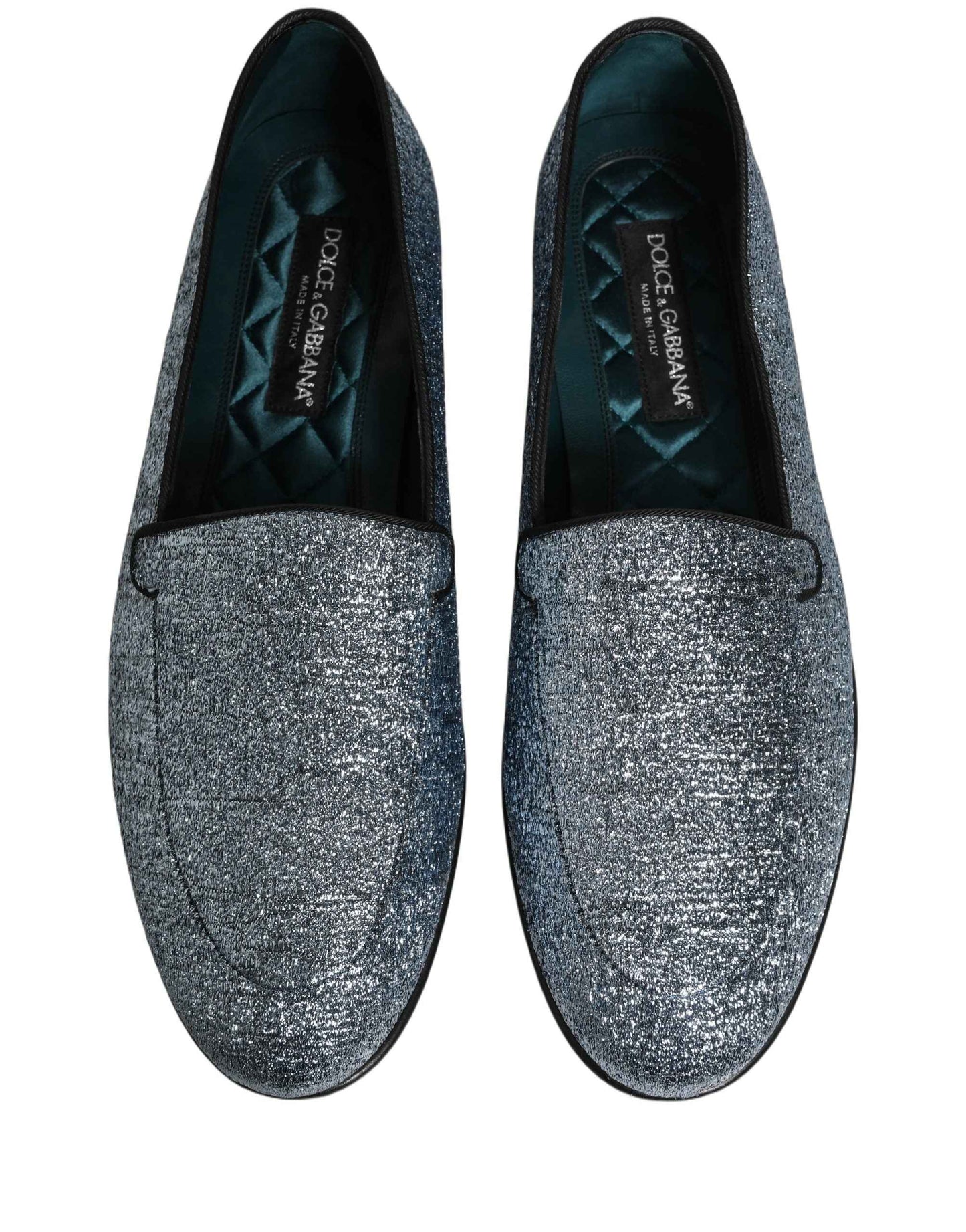 Blue Glitter Lurex DG Logo Dress Loafers Shoes