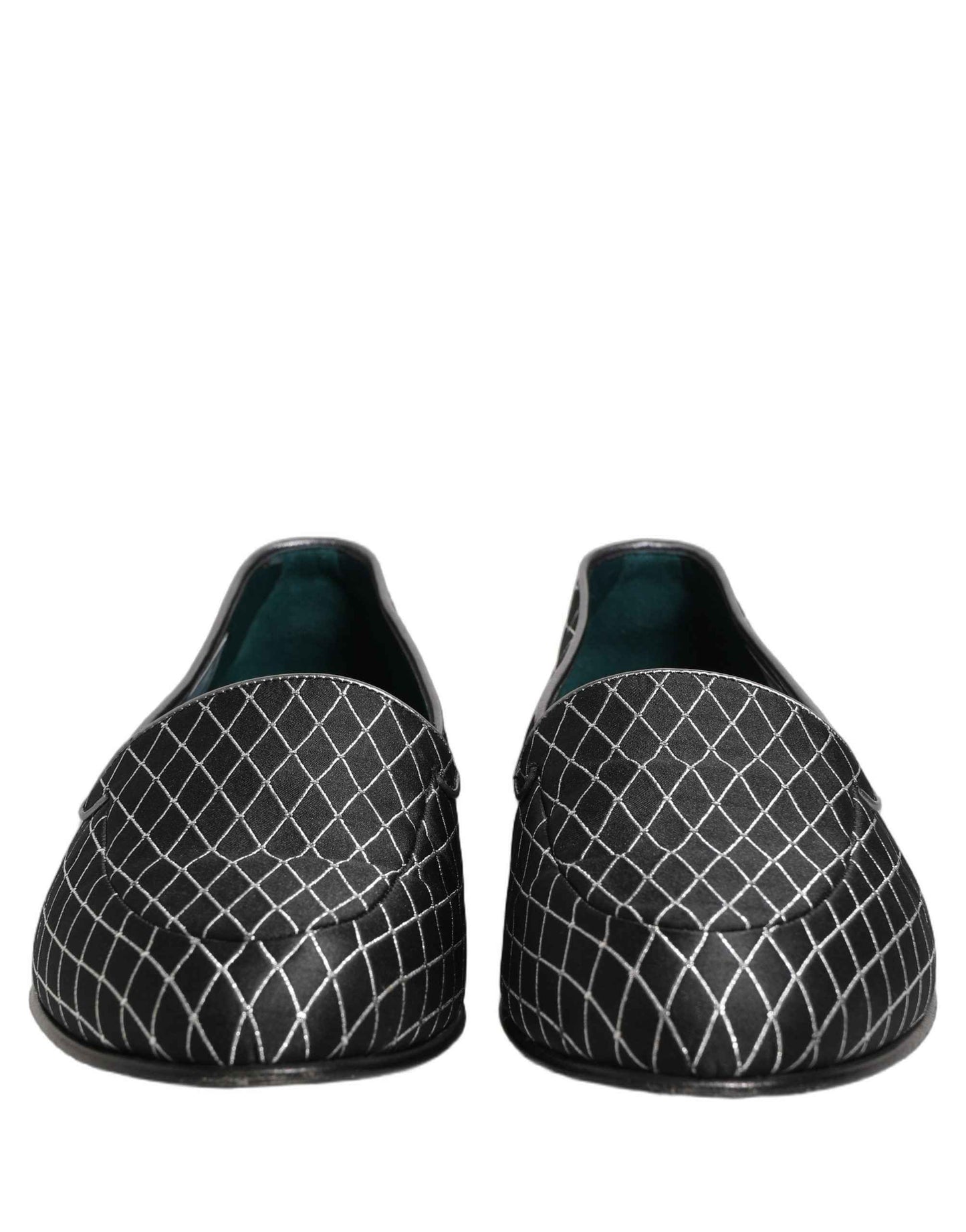 Black Velvet Diamond Stitched Loafers Shoes