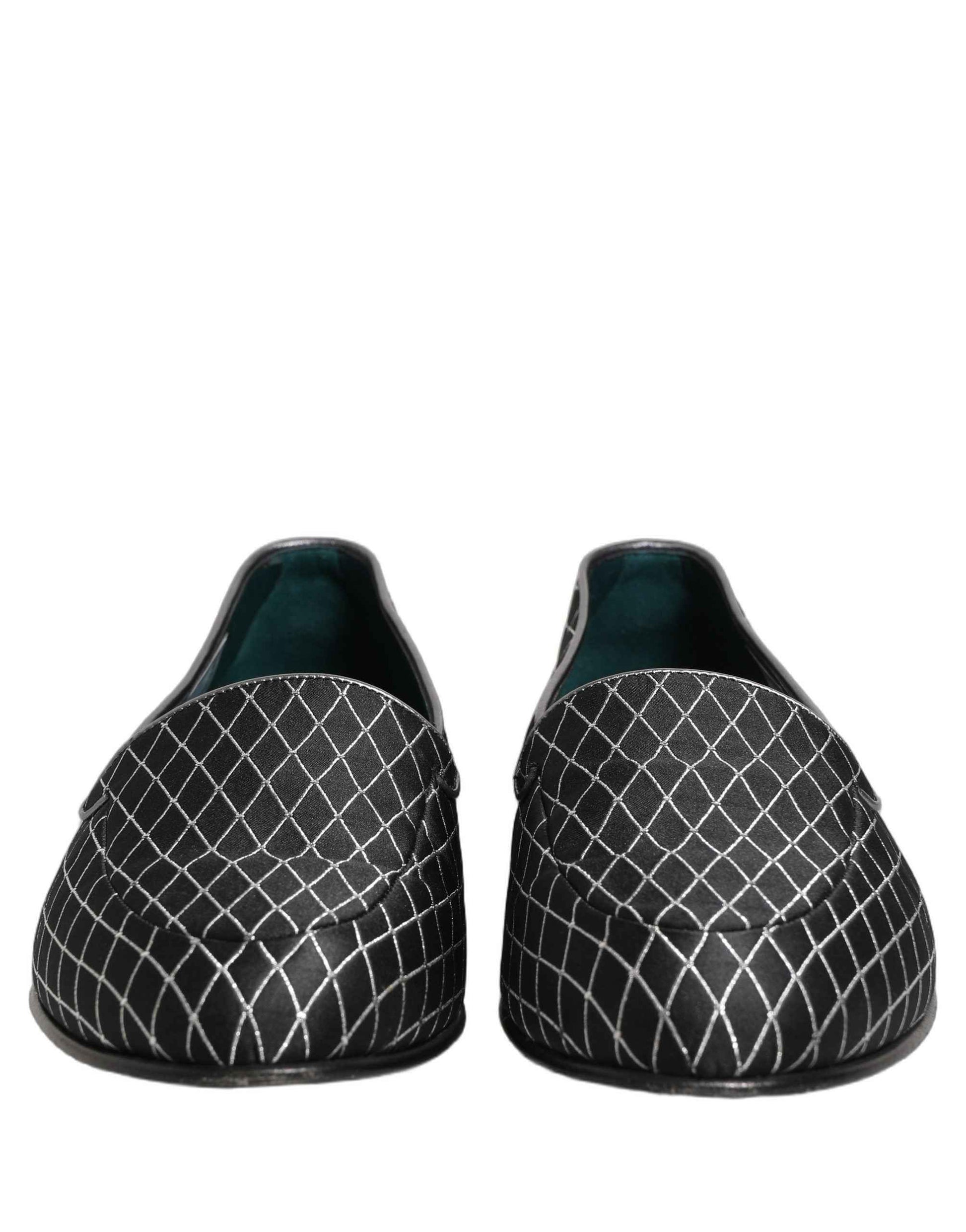 Black Velvet Diamond Stitched Loafers Shoes