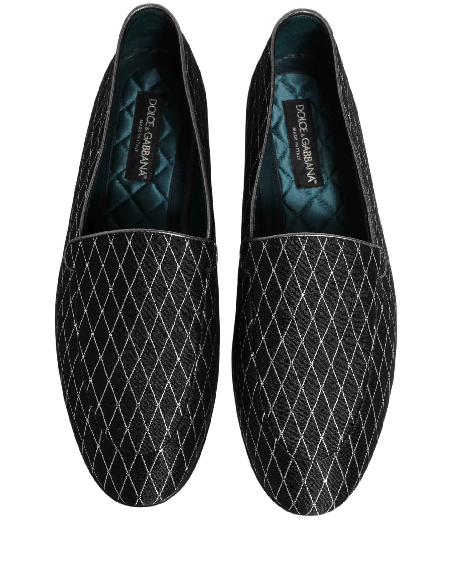 Black Velvet Diamond Stitched Loafers Shoes