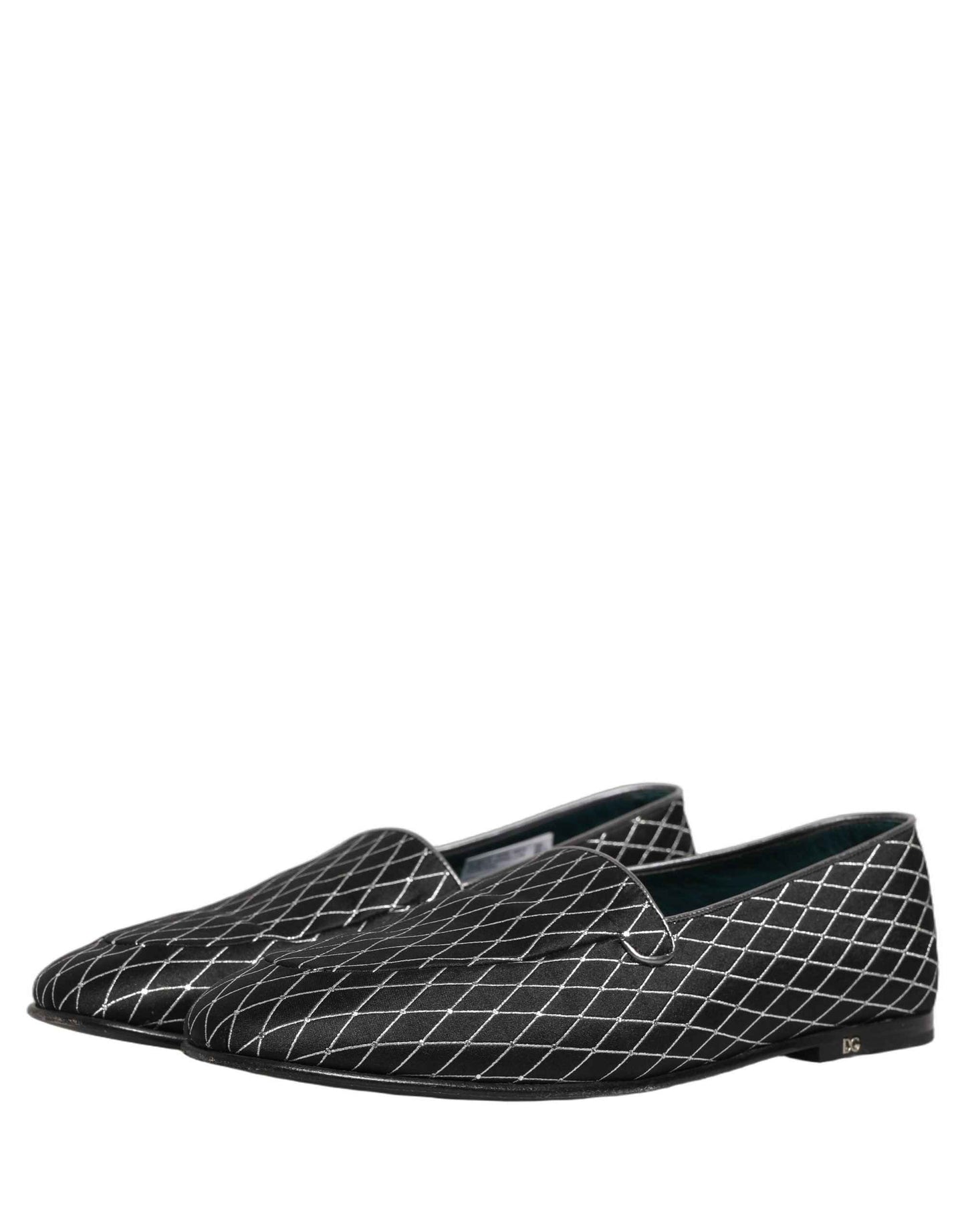 Black Velvet Diamond Stitched Loafers Shoes