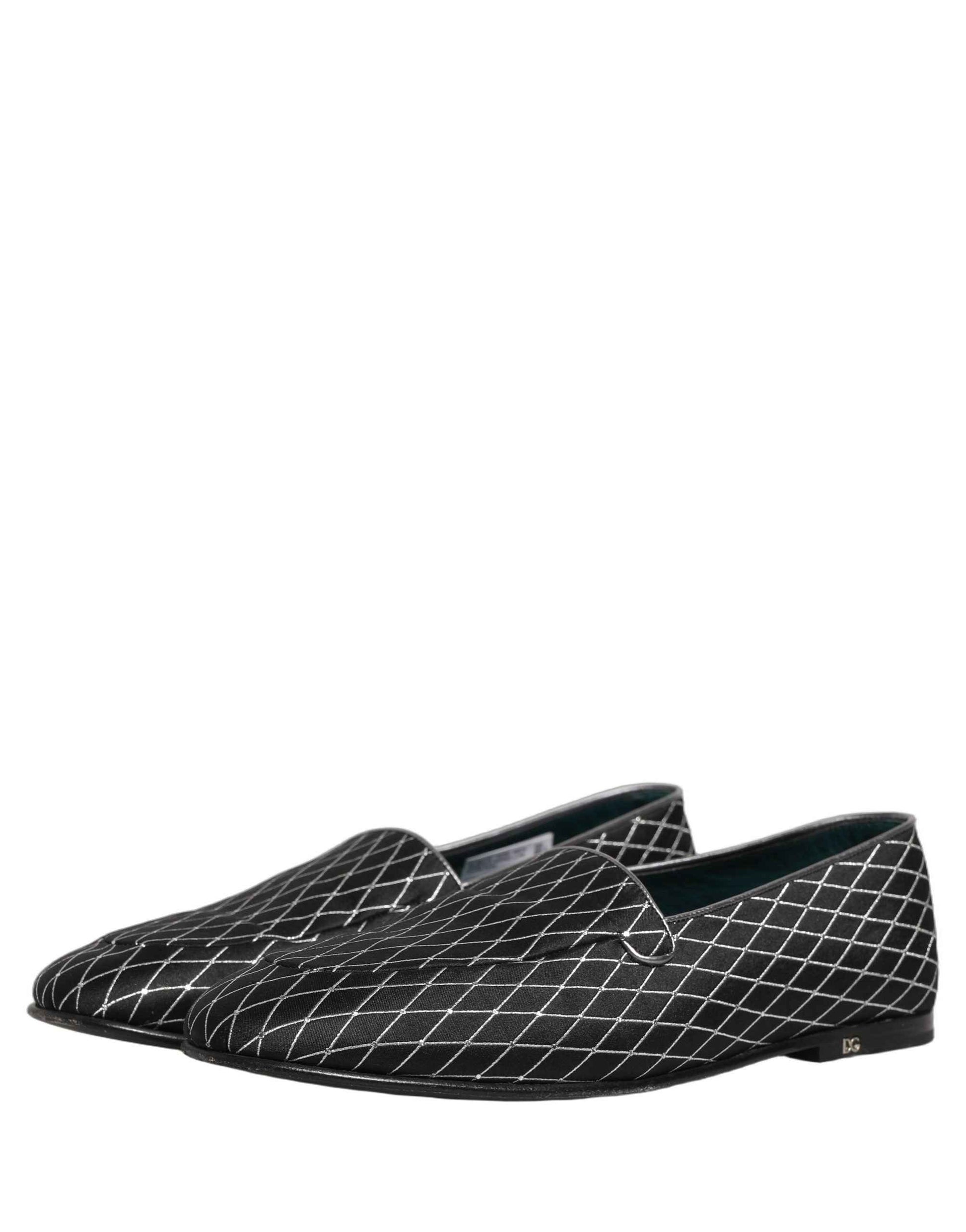 Black Velvet Diamond Stitched Loafers Shoes