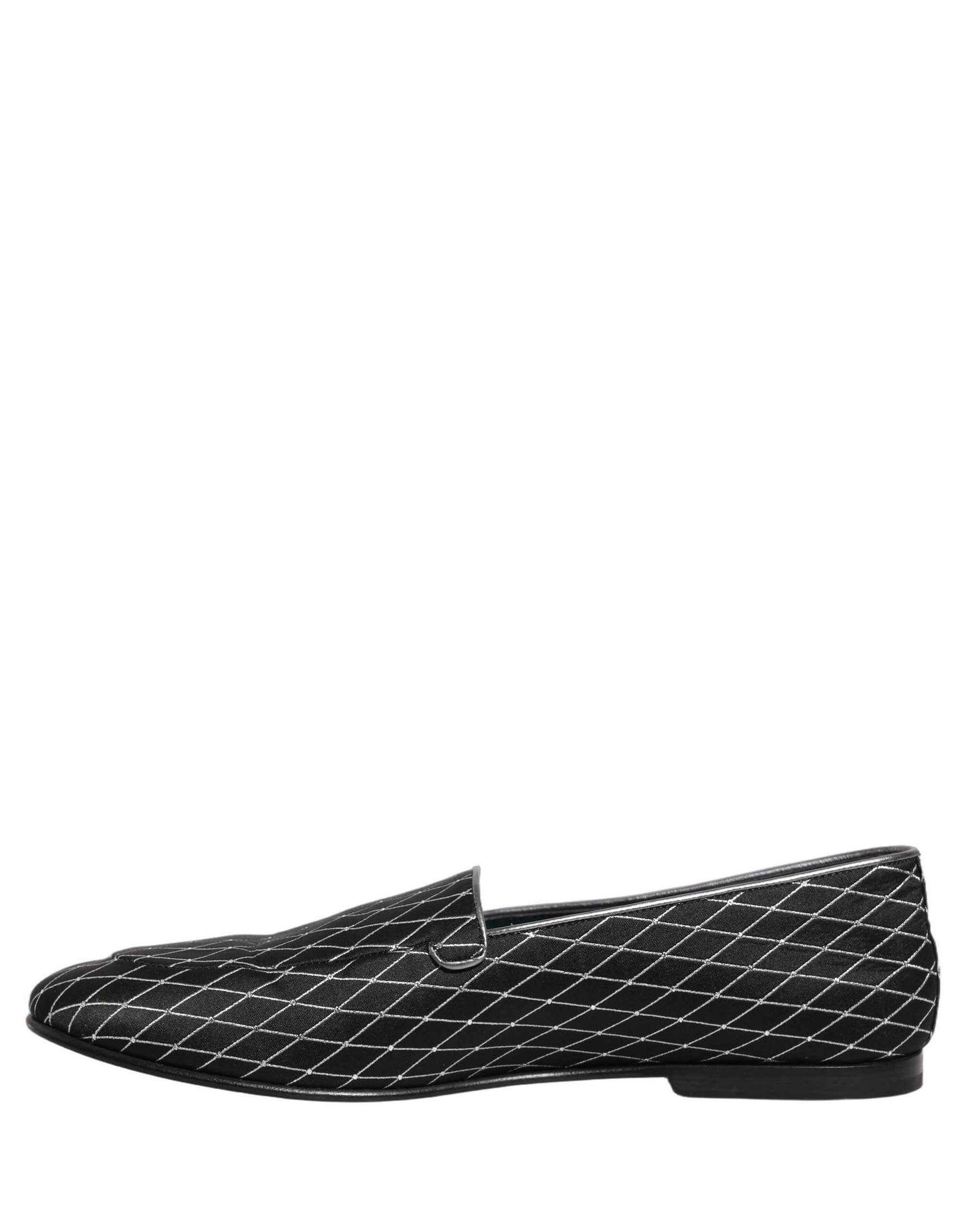 Black Velvet Diamond Stitched Loafers Shoes