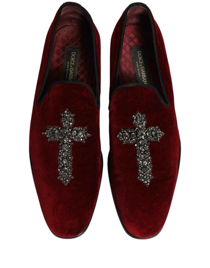 Maroon Suede Cross Slip On Dress Loafers Shoes