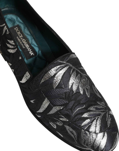 Black Leaf Embroidery Dress Men Loafers Shoes