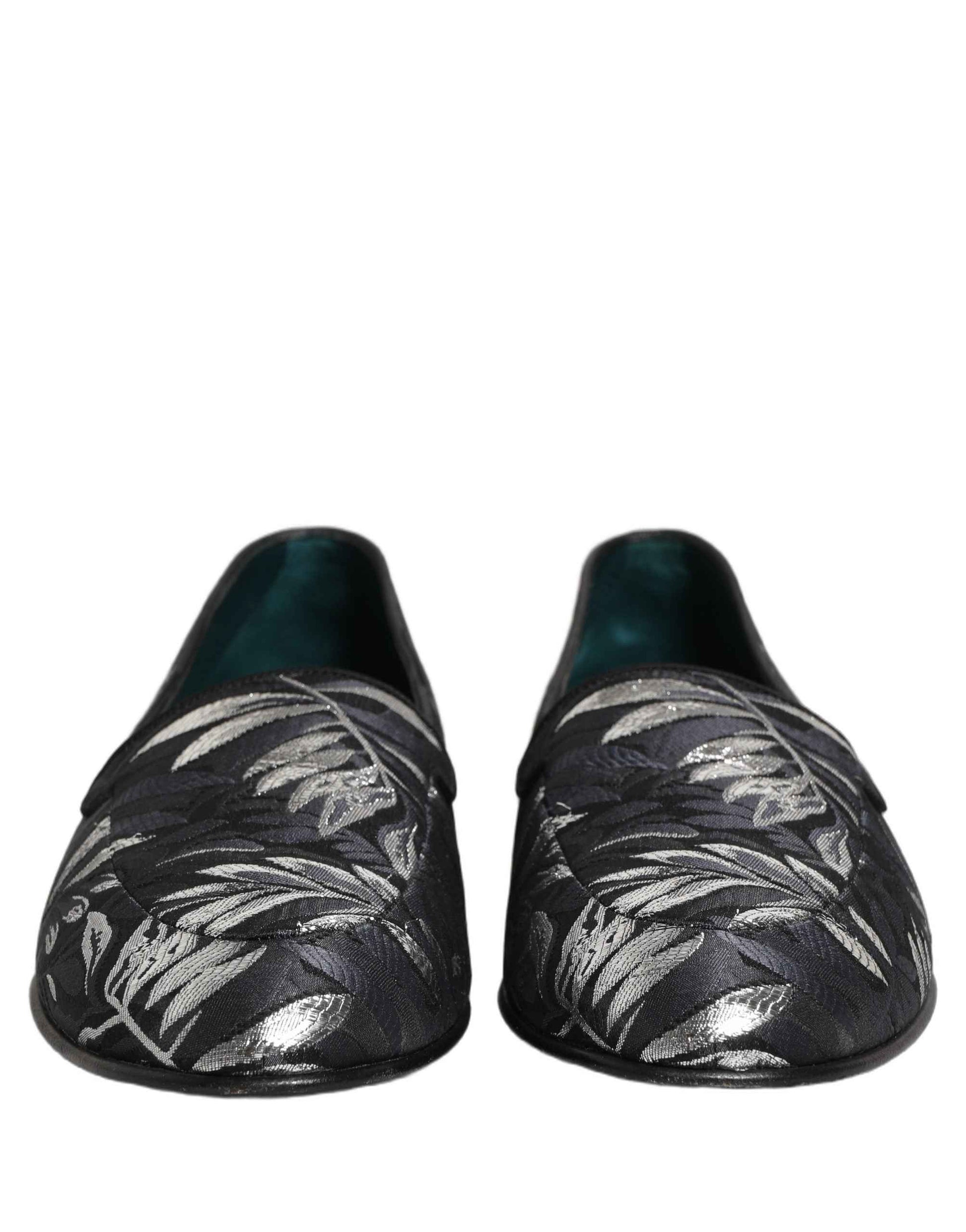 Black Leaf Embroidery Dress Men Loafers Shoes