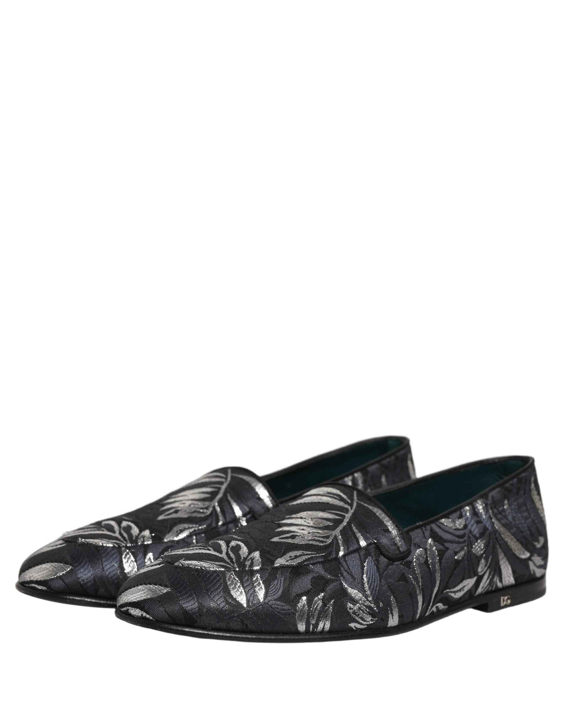 Black Leaf Embroidery Dress Men Loafers Shoes