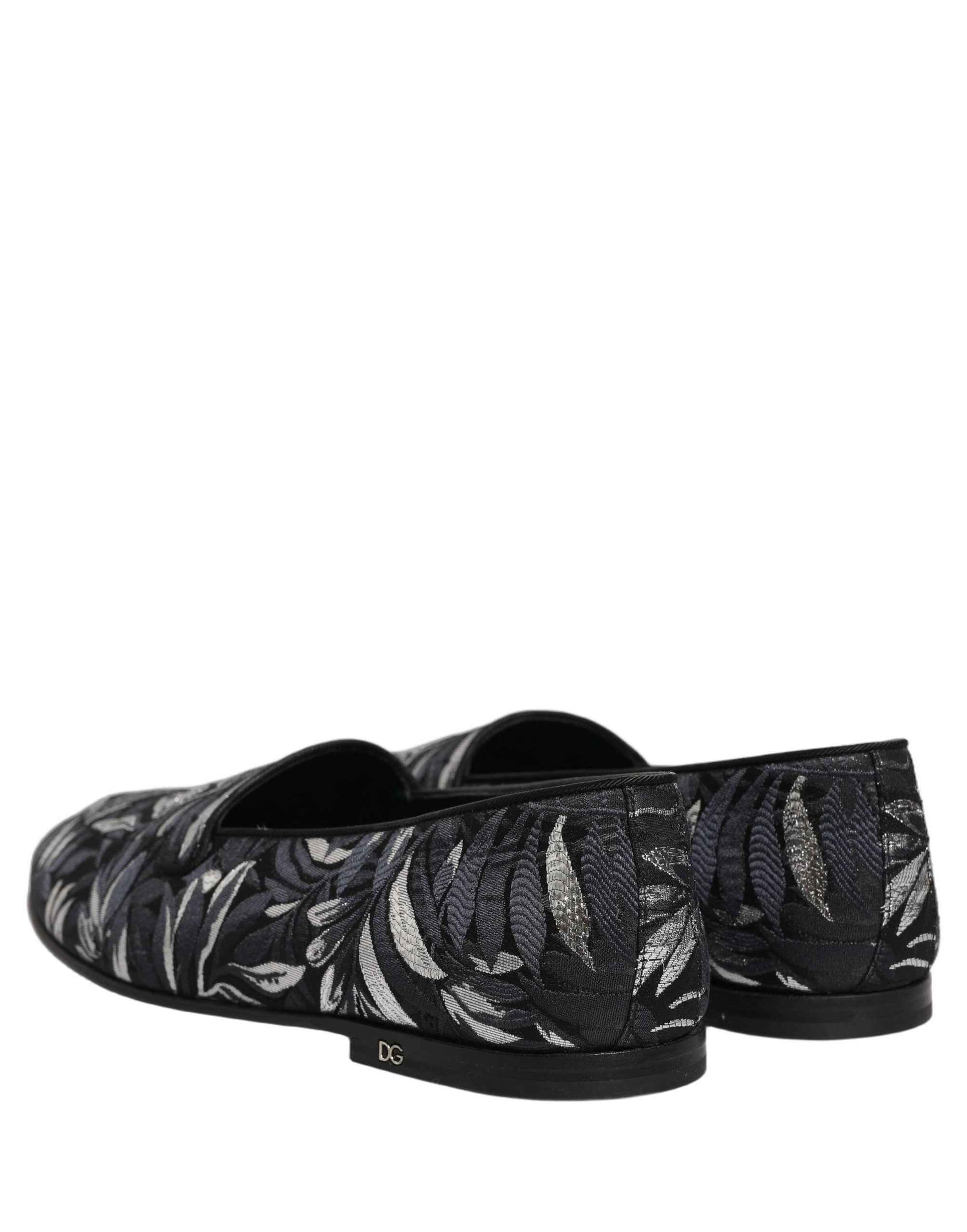 Black Leaf Embroidery Dress Men Loafers Shoes