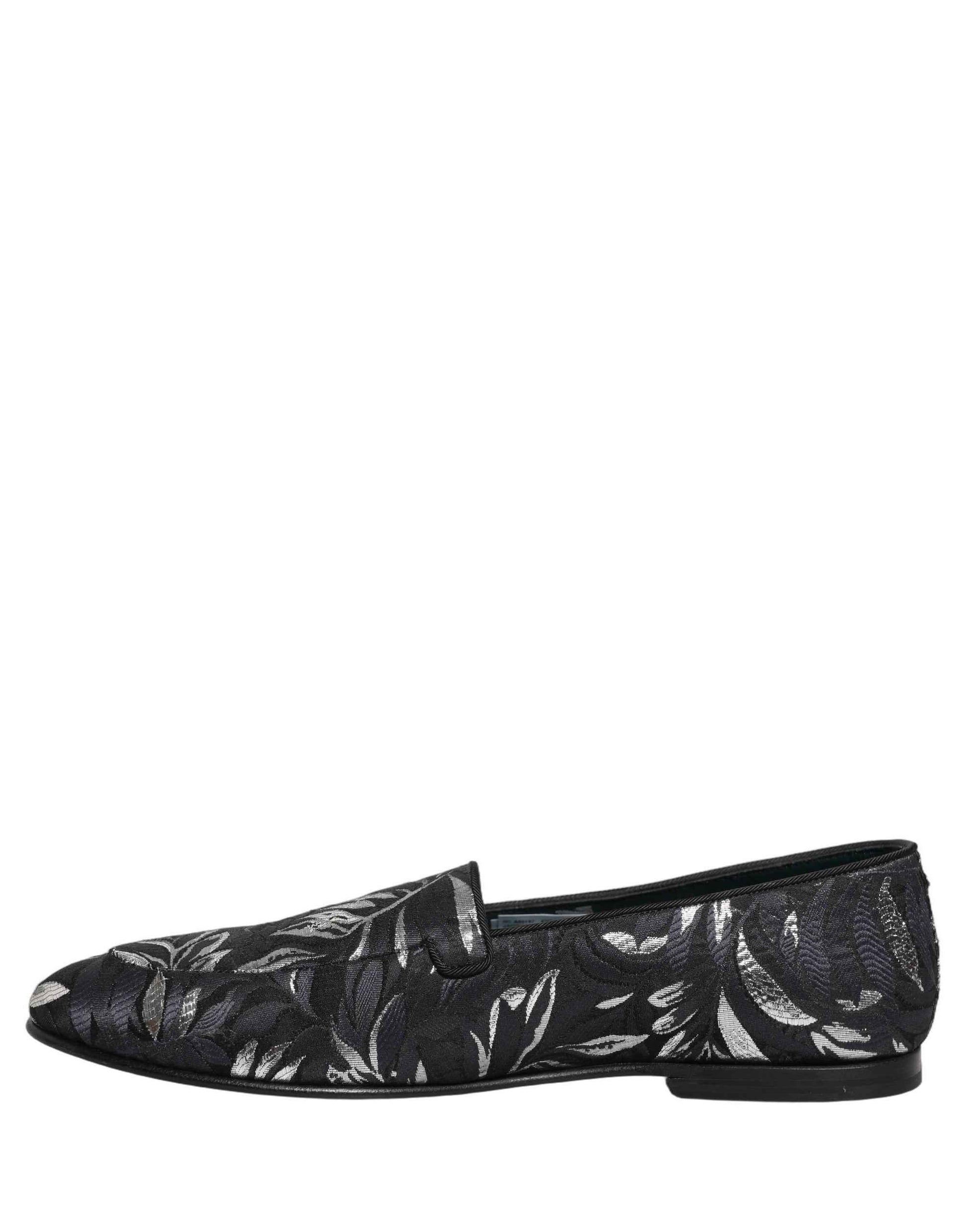 Black Leaf Embroidery Dress Men Loafers Shoes