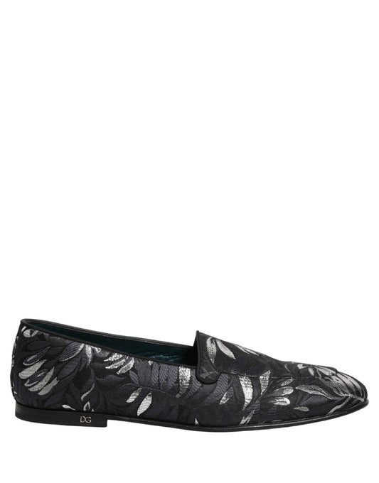Black Leaf Embroidery Dress Men Loafers Shoes
