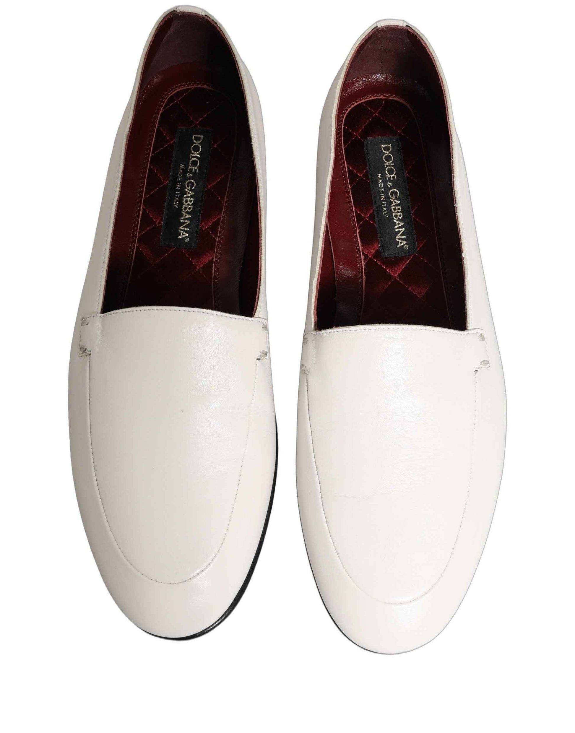 White Leather Logo Slip On Men Loafers Shoes