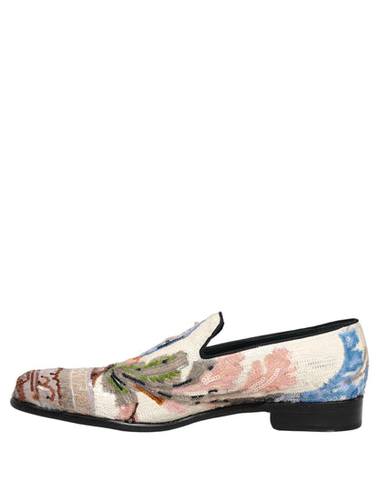 Multicolor Sequin Embroidered Loafers Shoes