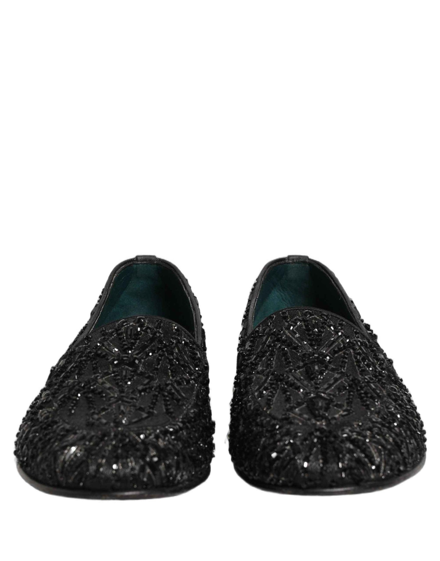 Black Velvet Embroidered Dress Loafers Shoes