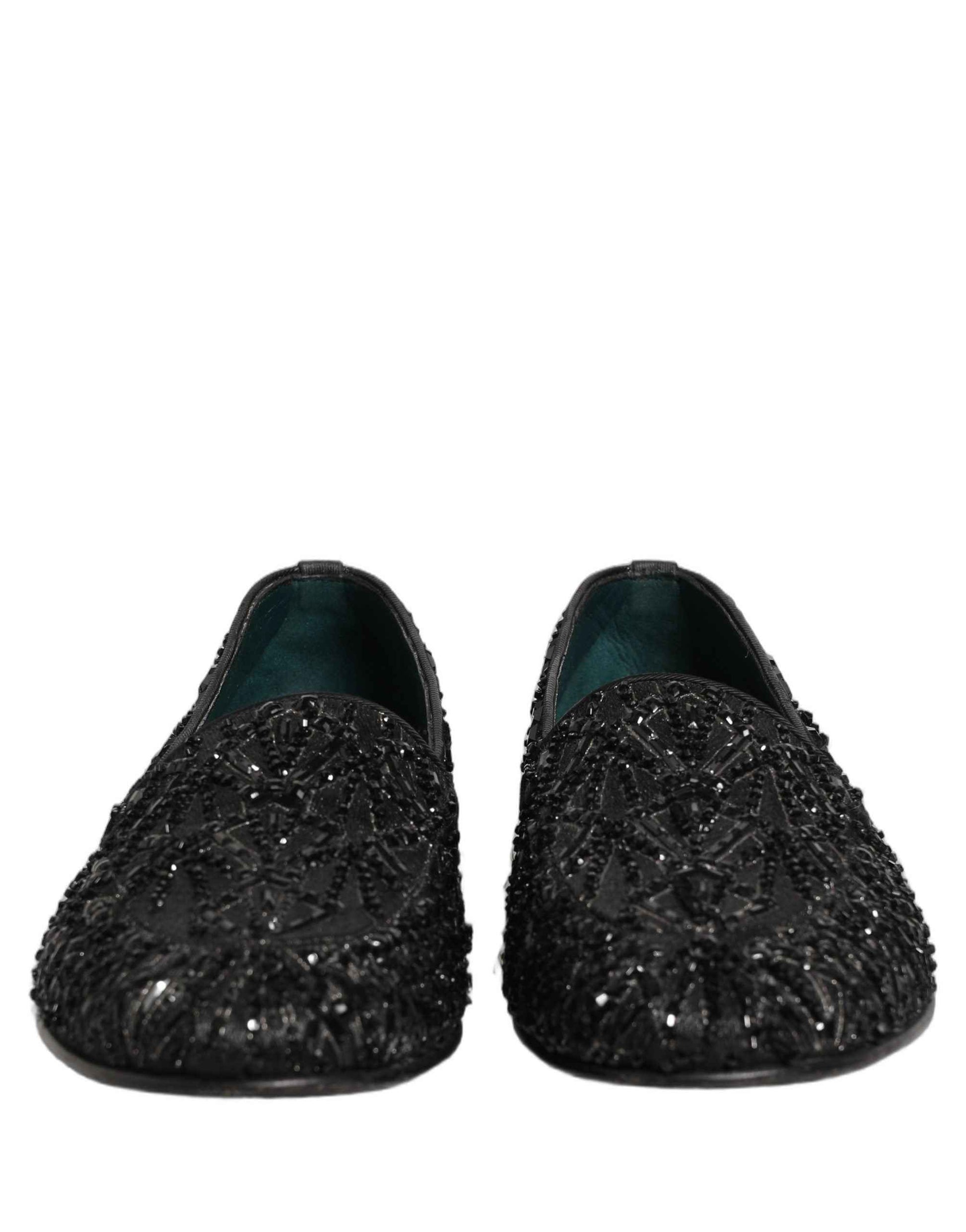 Black Velvet Embroidered Dress Loafers Shoes