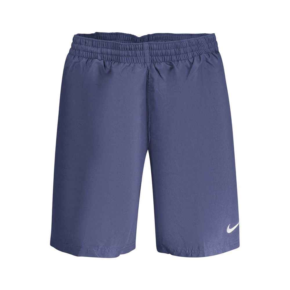 Blue Polyester Men's Swim Boxer