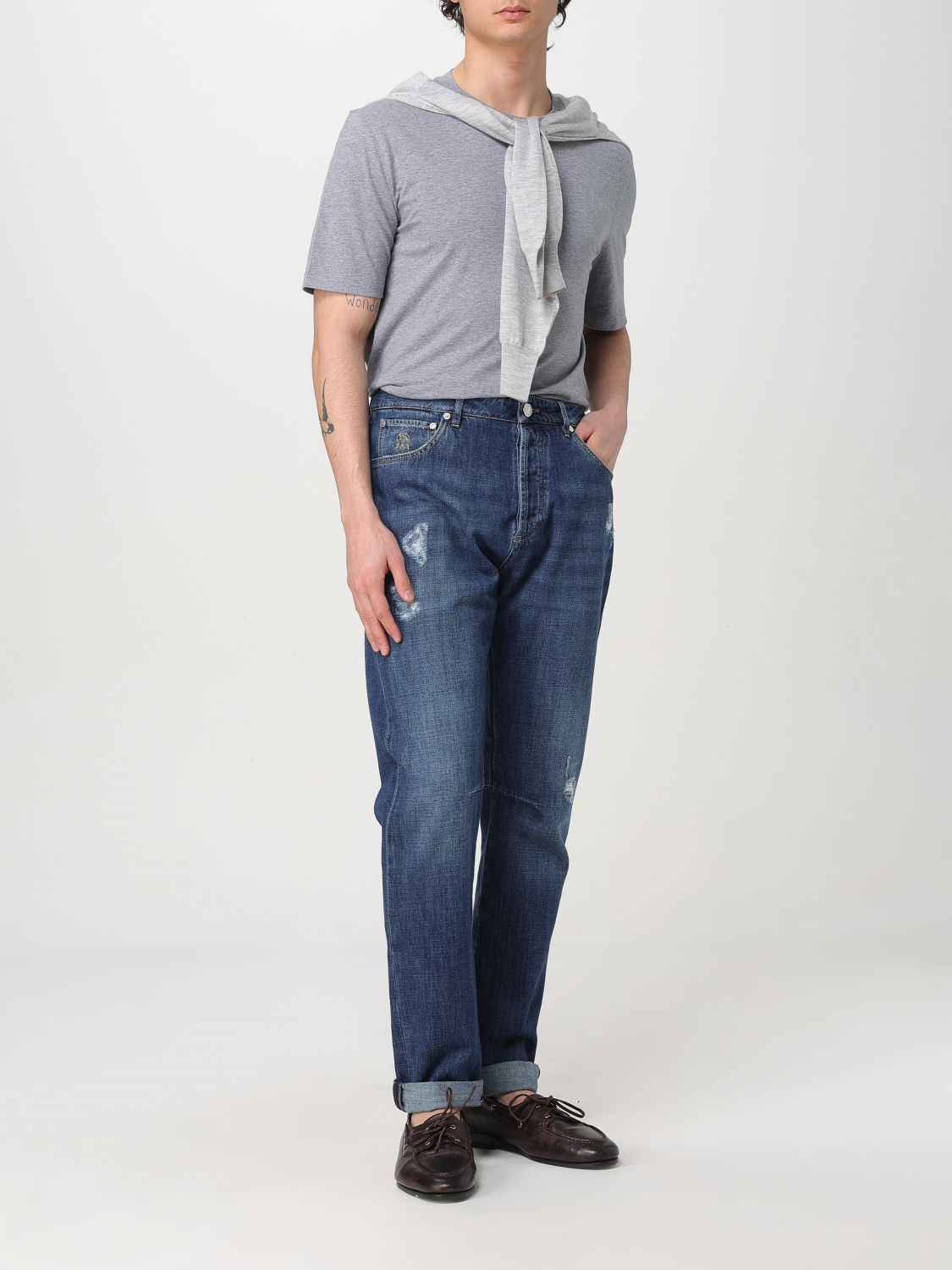 Blue Denim Straight-Leg Jeans