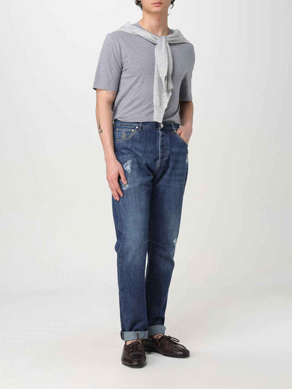 Blue Denim Straight-Leg Jeans