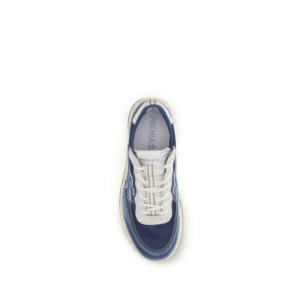 Blue Calf Leather Bos Taurus Low Top Sneakers