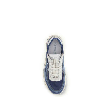 Blue Calf Leather Bos Taurus Low Top Sneakers