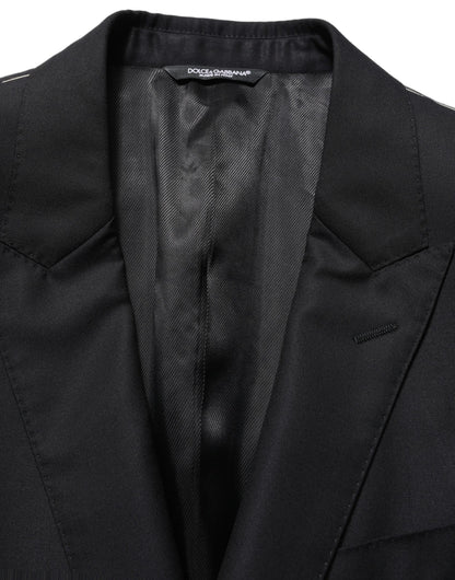 Black Wool Single Breasted Men Blazer Jacket