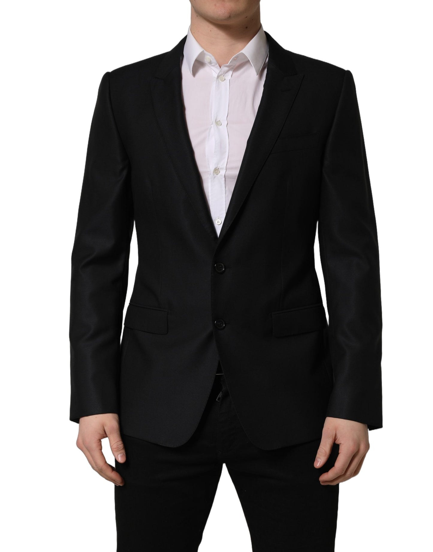 Black Wool Single Breasted Men Blazer Jacket