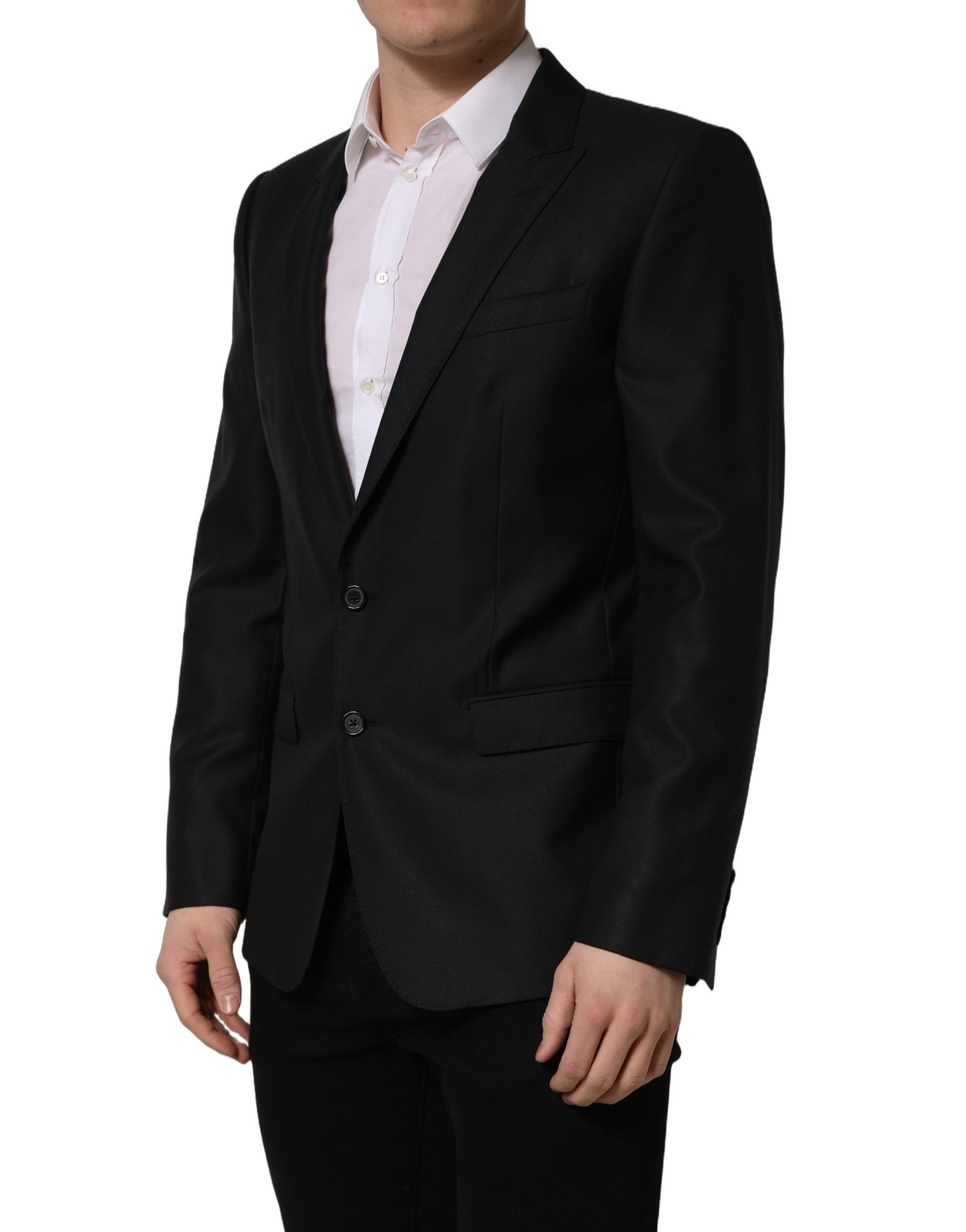 Black Wool Single Breasted Men Blazer Jacket