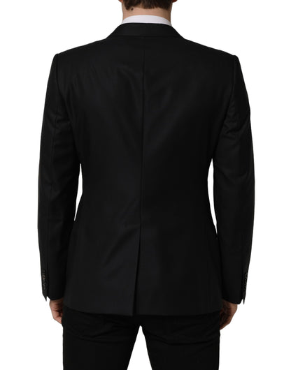 Black Wool Single Breasted Men Blazer Jacket