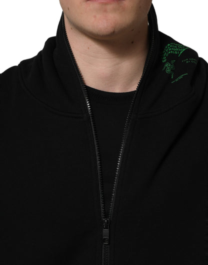 Black Cotton Men Hooded FullZip Bomber Jacket