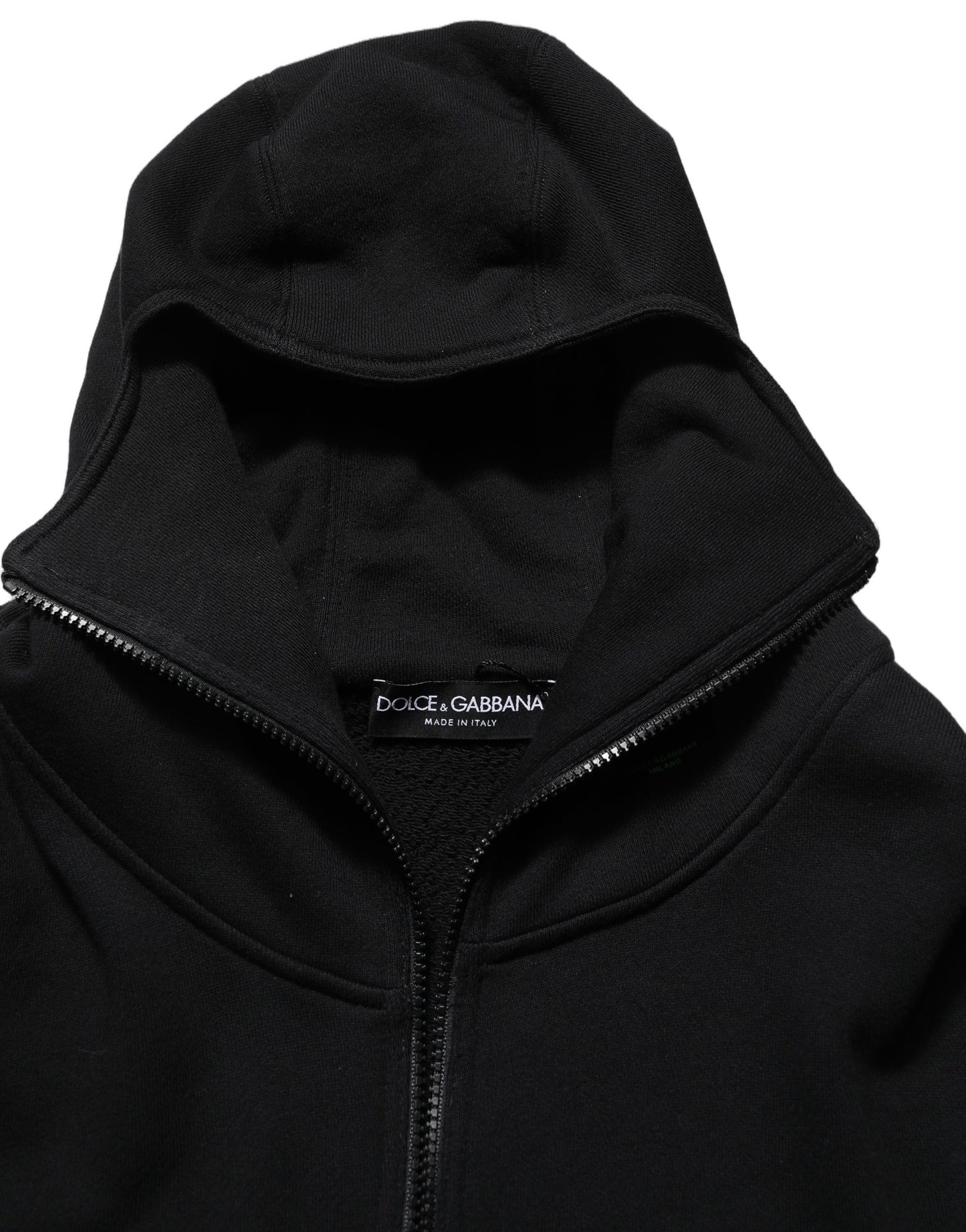 Black Cotton Men Hooded FullZip Bomber Jacket