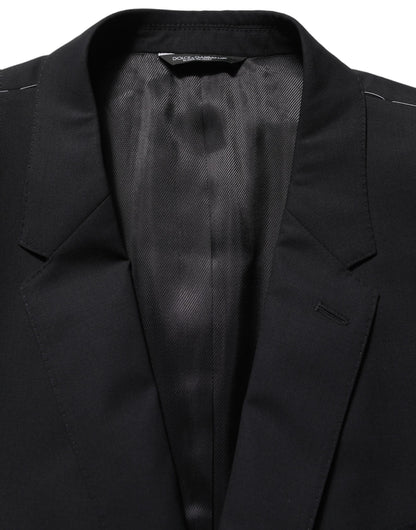 Black Wool Single Breasted Blazer Jacket