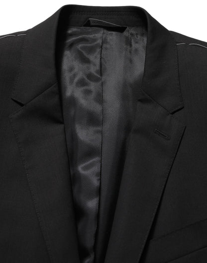 Black Wool Single Breasted Blazer Jacket