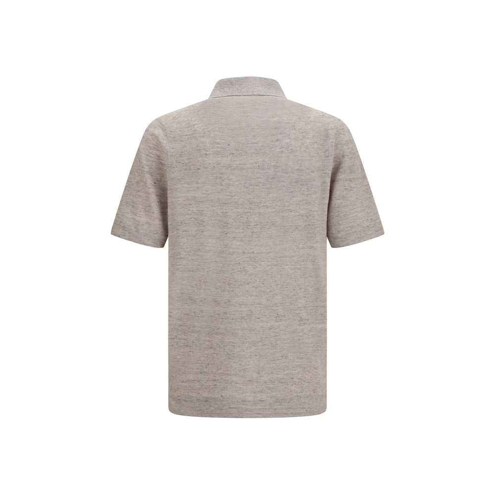 Beige Linen Polo Shirt