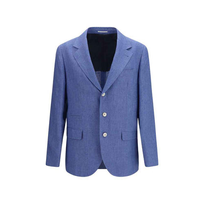 Blue Linen Full-Length Jacket