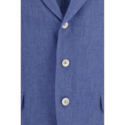 Blue Linen Full-Length Jacket