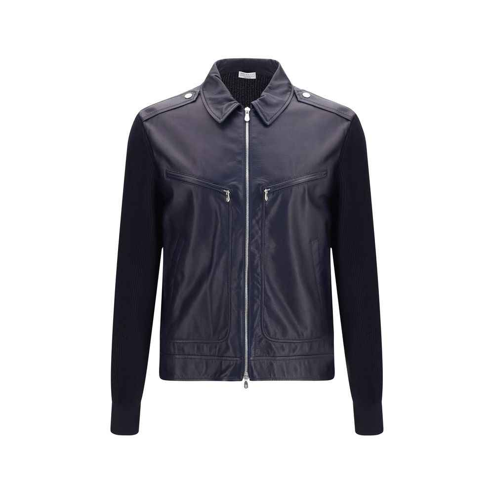 Blue Calf Leather Bos Taurus Leather Jacket