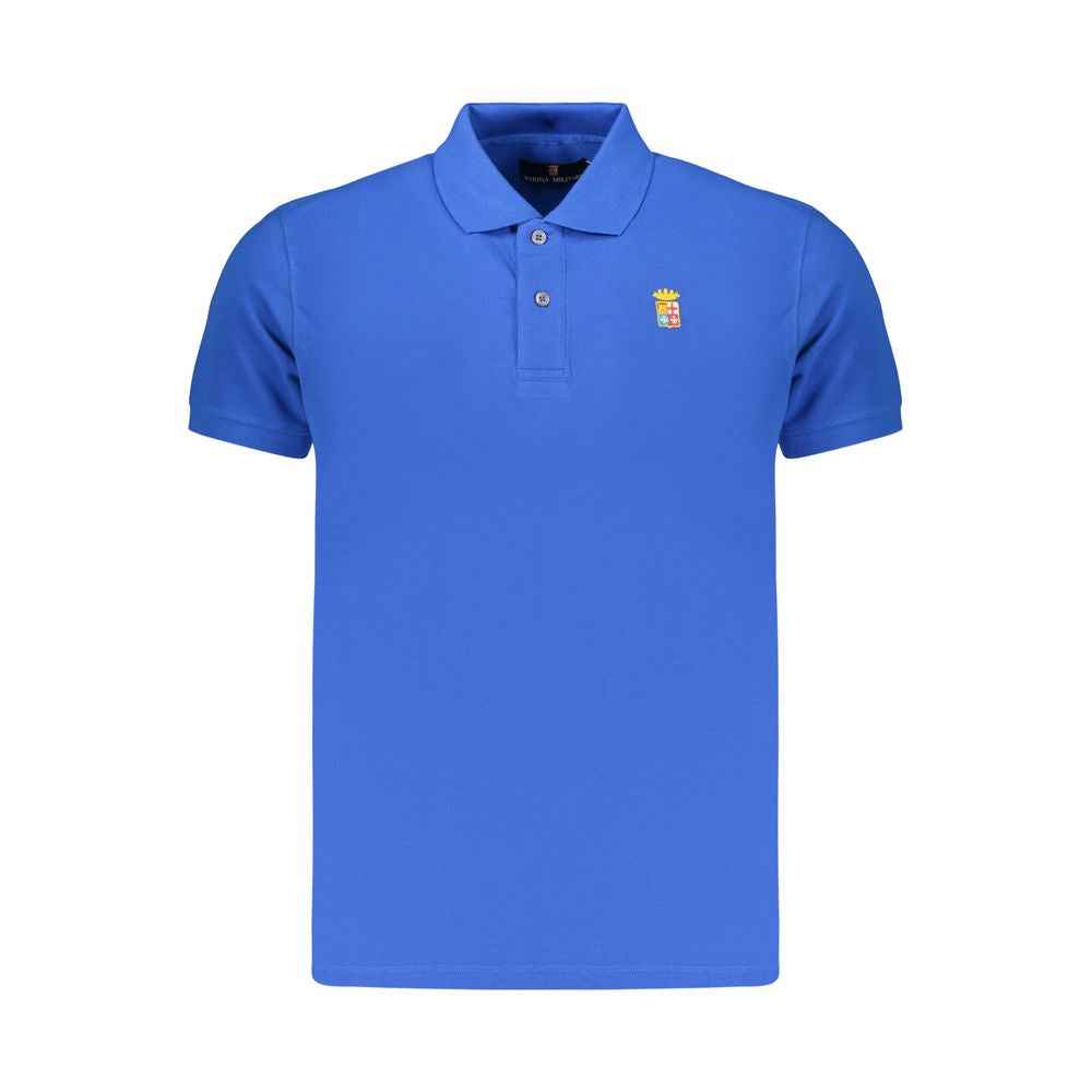 Blue Cotton Men Polo