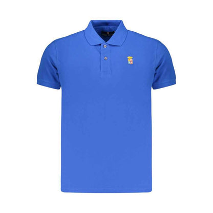 Blue Cotton Men Polo