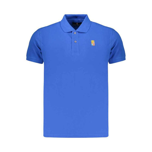 Blue Cotton Men Polo