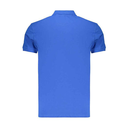 Blue Cotton Men Polo