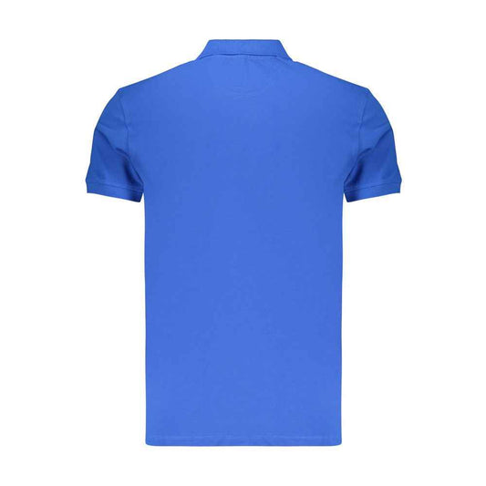 Blue Cotton Men Polo