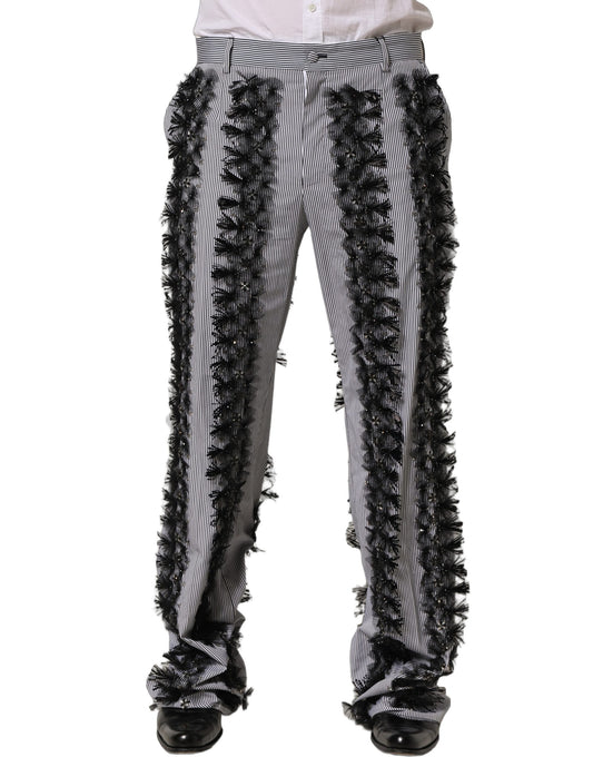 BlackGray Pinstripe Embellished Trouser Pants