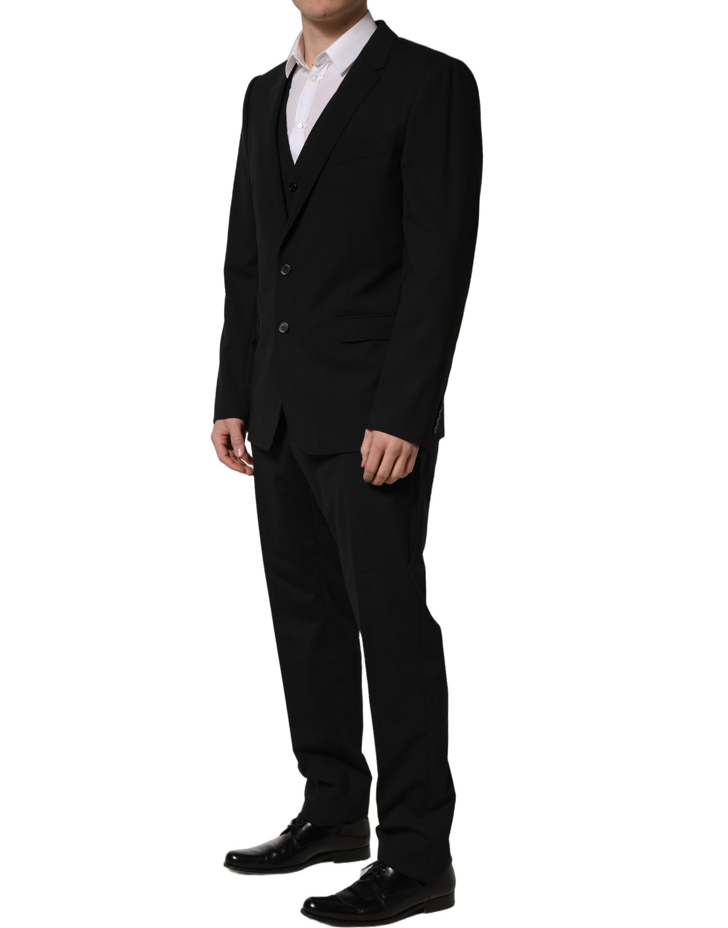 Black Wool Slim Fit Formal 3 Piece Men Suit