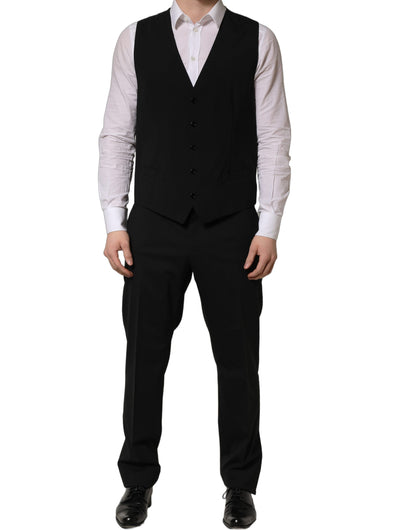 Black Wool Slim Fit Formal 3 Piece Men Suit