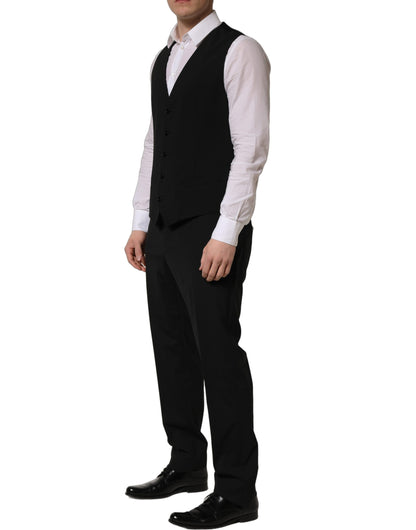 Black Wool Slim Fit Formal 3 Piece Men Suit
